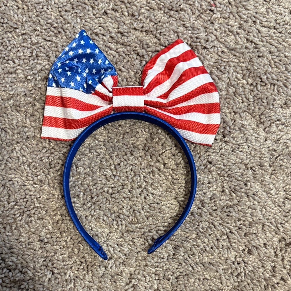 Patriotic American Flag Bow Headband - Red, White & Blue